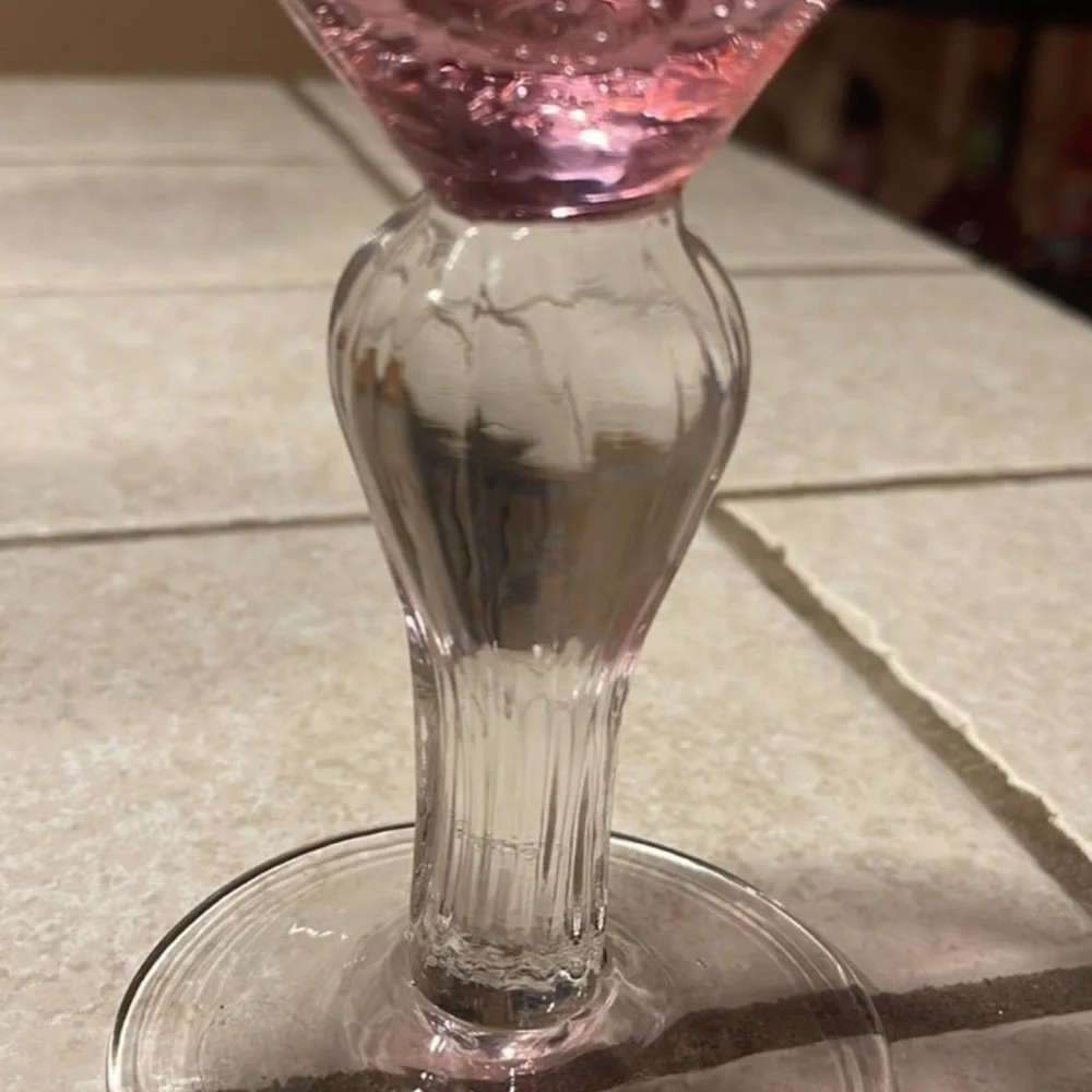 Martini Pink & Clear Heavy Cup!! 7”Aprox